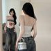 Aria Basics Aria Basics 18YX9064 European And American 2026 Cross-border Foreign Trade American-style Hot Girl Letter Print Denim Patchwork_ecoleips.com