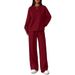 Women's Casual Lounge Set Long Sleeve Round Neck Top & Pants Two-Piece Outfit Soft Polyester Spandex Blend Comfortable Loungewear_ecoleips.com