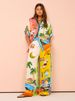 Women's clothing fashion personality printed short-sleeved color matching holiday leisure tether suit_ecoleips.com
