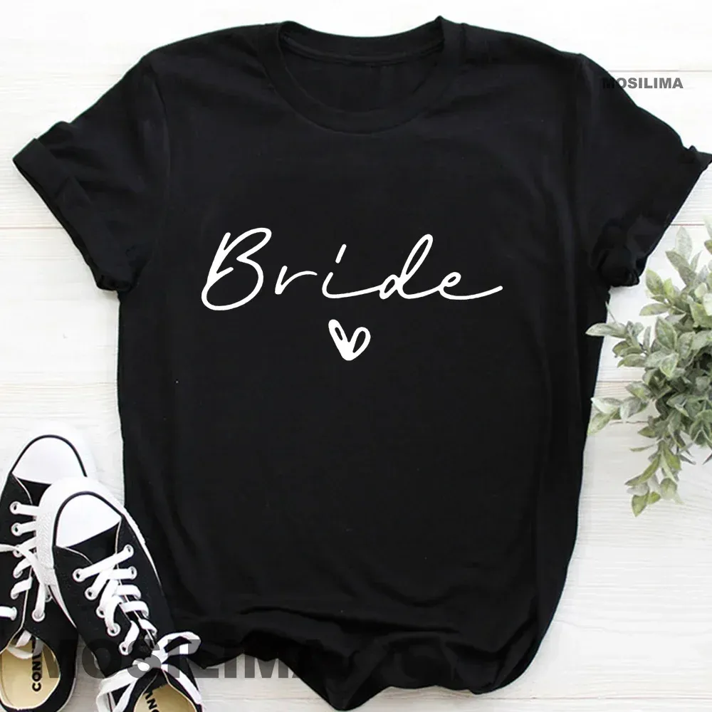 Women Cotton T Shirt Team Bride Bachelorette Party Shower Hen Party Bridesmaid Print T-Shirt 2024 Girls Wedding Female Tops_ecoleips.com