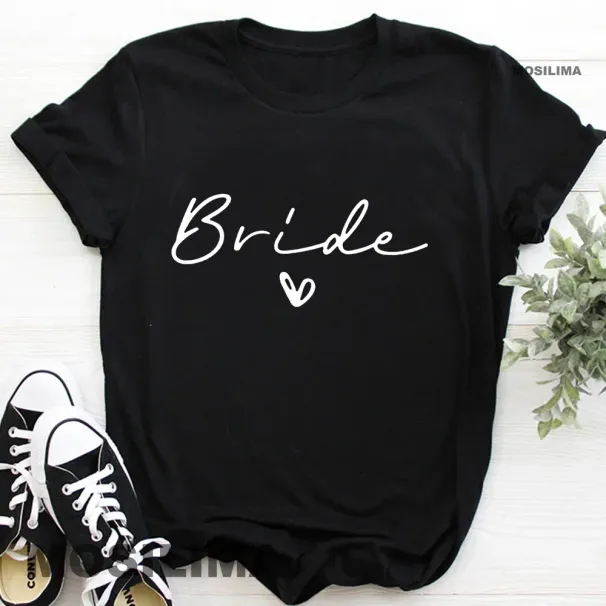 Women Cotton T Shirt Team Bride Bachelorette Party Shower Hen Party Bridesmaid Print T-Shirt 2024 Girls Wedding Female Tops_ecoleips.com