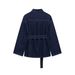 K Women's Fashion Casual Suit With Elegant Temperament, Waist Strap, Cinched Waist, Lapel, Denim Suit_ecoleips.com