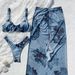 European American Style Women's Three Piece Swimsuit Peony Print Bikini Swimwear_ecoleips.com