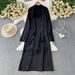 Women's Clothing Elegant Mid-Length Coat Set With Shawl And Tie Details Loose Fitting Satin Slip Dress For Women_ecoleips.com