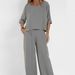 Women's Casual Loose Solid Color Cotton Linen Pants Suit Short Sleeved Summer Outfit_ecoleips.com
