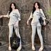 Women's Clothing Fashion Suit For Women Summer New Style Oblique Shoulder Print Loose Off Shoulder Short Sleeved Slim Trousers Casual Two Piece Suit_ecoleips.com