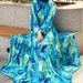Modest Abaya Dress/Muslim Dress Women Elegant Floral Print Maxi Dress – Long Boho Dress With High Neck & Belt Detail_ecoleips.com