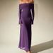Cross-Border Foreign Trade Mesh Silver Sequin Square European And American Sexy Off-Shoulder Flared Long Sleeve Dress_ecoleips.com