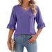 Women’S Floral Cutout Bell Sleeve Blouse – Breathable Polyester V-Neck Top, Boho Chic Loose Fit Tunic (Yellow/Red/Leopard Print, Sizes S-Xxxl)_ecoleips.com