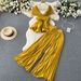 High-End Elegant Fashion Set For Women Summer Pleated Sleeveless Chiffon Blouse + High-Waisted Wide-Leg Pants Two-Piece_ecoleips.com