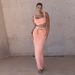 Women's Clothes Knitted Underlay Short Strap Sexy Open Umbilical Top Half Skirt Set_ecoleips.com