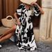 European And American Cross-border 2026 Summer Elegant Women's Cross-collar Belted Floral Print Slit Dress With Short_ecoleips.com