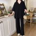 European Fashion Collar Sportswear For Women Summer Plus 150kg Large Size Thin Loose Wide-Leg Pants Two-Piece Set_ecoleips.com