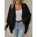 Women's Long Sleeve V-Neck Cardigan - Lightweight Polyester Blend, Open Front Drape, Solid Color Versatility_ecoleips.com