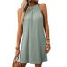 New Women Summer Dresses Fashion Simple Casual Street Halter Vest Dress Sleeveless Off Shoulder Solid Loose Short Dress Sundress_ecoleips.com