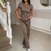 Vacation Ready T-Shirt & Pants Set – Women's Casual Polyester Lounge Outfit (Black/Brown/Heather Gray/Burgundy, S-Xl)_ecoleips.com