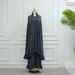Muslim Dress Women Elegant Solid-Color Abaya Set With Oversized Headscarf – Modest Muslim Dress Inspired By Dubai & Türkiye Fashion_ecoleips.com