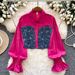 Shirt Women Design Long Sleeve Stitching Contrast Color Short Denim Top Stylish Shirt_ecoleips.com