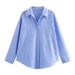 Women's Clothing Summer Cotton Loose Casual Long Sleeved Oxford Shirt_ecoleips.com