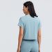 Women's Loose Fit Yoga Crop Top Short Sleeve Casual Sports Fitness T-Shirt Trendy Polyester Sweatshirt_ecoleips.com