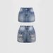 Women's Butterfly Rhinestone Embroidered Denim Mini Skirt Light Blue Washed Sexy Bodycon High Waist Wholesale_ecoleips.com