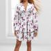 New Floral Print V-Neck Bubble Sleeve Dress – Elegant Ruffle Hem Short Dress For Women_ecoleips.com