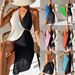 Women's Hollow-Out Cover-Up Dress With Crisscross Neckline, Color Blocking & Asymmetrical Hem – Stylish Beachwear & Casual Wear_ecoleips.com