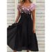 Elegant Floral Print Chiffon Maxi Dress V-Neck Summer Casual A-Line plus Size Women's Dress S-5XL_ecoleips.com