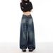 Vintage High-Waisted Flared Jeans – 90s Retro Denim Wide-Leg Pants – Distressed Washed Blue Y2K Streetwear _ecoleips.com