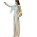 Women's Clothing New Leisure Age Reducing Net Celebrity Sweater Wide Leg Pants Two Piece Suit_ecoleips.com