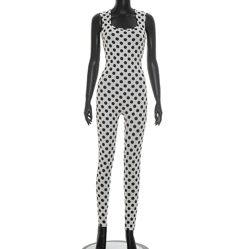 Bodysuits Style Spring Arrival Style Fashionable Slim Fit Polka Dot Jumpsuit_ecoleips.com