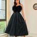 Women's Clothing Feather Sling Mesh Evening Dress_ecoleips.com