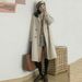 Elegant Tweed Coat For Women - Classic Long Sleeve Double Breasted Overcoat With Pockets, Loose Fit Mid-Length Winter Coat In Black & Camel_ecoleips.com