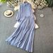Elegant Women's Two-Piece Set Loose Long Sleeve Blouse High-Waist Slimming Midi Skirt Office Casual Wear 3D Pattern Stretch Comfort_ecoleips.com