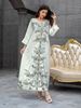 Elegant Muslim Women's Kaftan Dress, High-Density Rhinestone Embellished Print Long Robe, Cross-Border Fashionable Evening Gown_ecoleips.com