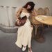 Women's Pure Cotton Patchwork High-Waisted Suspender Dress Spring/Summer Fashion Elegant Long Dress_ecoleips.com