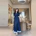 Women's Clothing Summer Retro Single Breasted Loose Casual Ruffled Short Sleeved Denim Dress_ecoleips.com