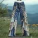Women's Retro Print High-Waisted Jeans Casual Comfortable Slimming Faux Denim Style Leg Lengthening Bottoms_ecoleips.com
