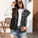 Women's Clothing New Style Washed One Row Denim Vest Waistcoat Trend_ecoleips.com