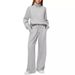 Oversized Zip-Up Tracksuit Set For Women - Streetwear Hoodie & Wide-Leg Joggers (XXL Plus Size, 70% Polyester Quick-Dry Fabric)_ecoleips.com