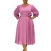 D3326 New European And American Spring Fashion Elegant Solid Color A-line Plus Size Cross-border Dress_ecoleips.com