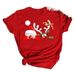 European And American Cross-border Foreign Trade Women's Clothing Christmas Merry Round Neck Printed Ladies Short Sleeve_ecoleips.com