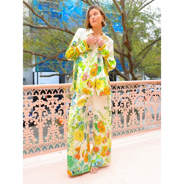 Women's Clothing new printed holiday long sleeved two piece suit INS loose casual trousers suit _ecoleips.com