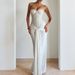 Women's Sexy Evening Long Dress European American Style Waist Cinching Strapless Elegant Casual Ribbon Trimmed_ecoleips.com