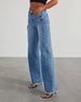 K New Loose Wide Leg Side Seam Splicing, Brushed Hem Denim Jeans For Women_ecoleips.com