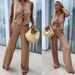 Women's Clothing Plaid Sleeveless V Neck Lace Up Vest Top Straight Casual Trousers Suit_ecoleips.com