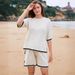 Women's Clothing Two Piece Sweater Set Knitted Pullover Top Wide Leg Shorts Sportswear Set_ecoleips.com