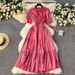 Women's Clothing Age Reducing Puff Sleeves Elastic Waist Slim Gentle Style High Quality Texture Long Skirt_ecoleips.com