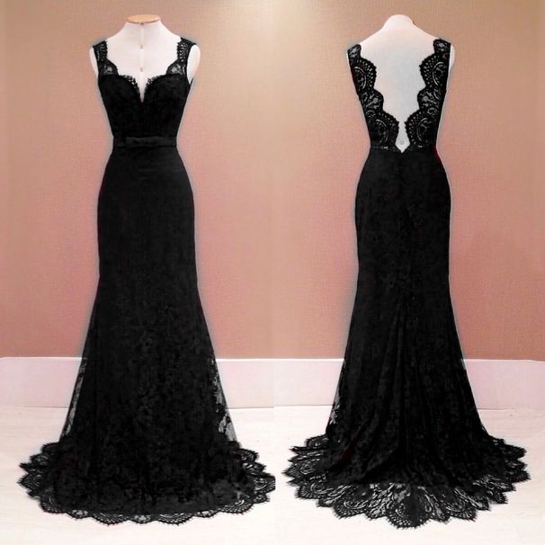 Elegant Lace V-Neck Backless Evening Gown – Sleeveless Long Dress For Parties & Special Occasions (Black/Red/White, Sizes S-Xl)_ecoleips.com