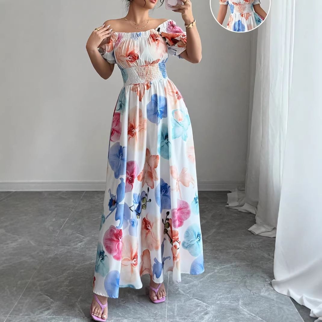 Summer Women's Clothing Fashion Printed Long Skirt Dress American Style Thin Material For Ladies New Arrivals_ecoleips.com